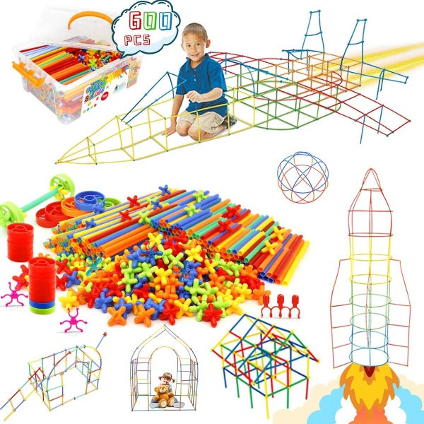 Straw Building Kit 600Pcs STEM Sensory Preschool Engineering Learner Connectors Carousel 1