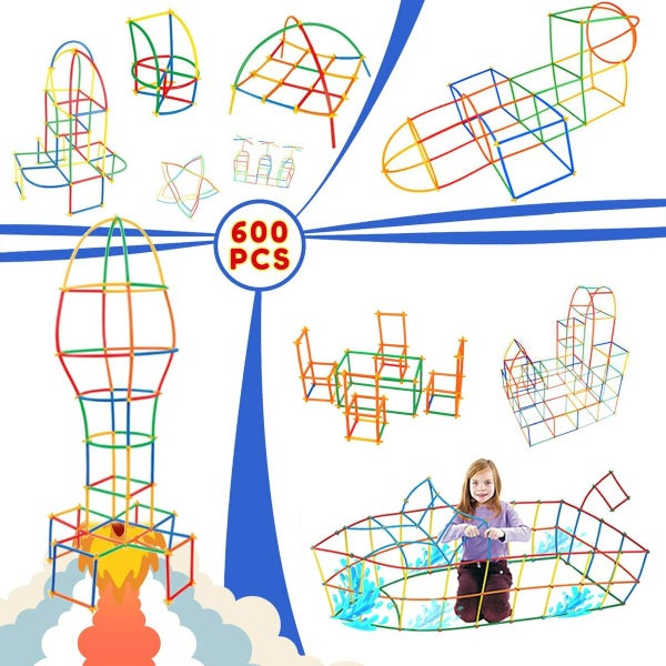 Straw Building Kit 600Pcs STEM Sensory Preschool Engineering Learner Connectors Carousel 2