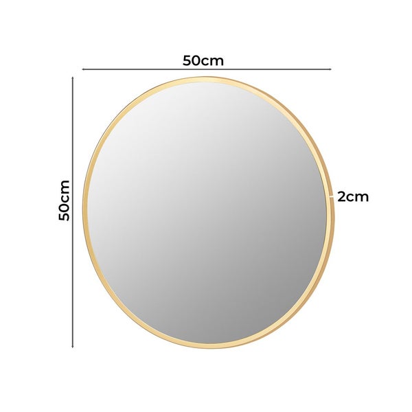 Yezi Wall Mirror Round Bathroom Decor Large Vanity Makeup Mirrors Frame 50cm Carousel 2