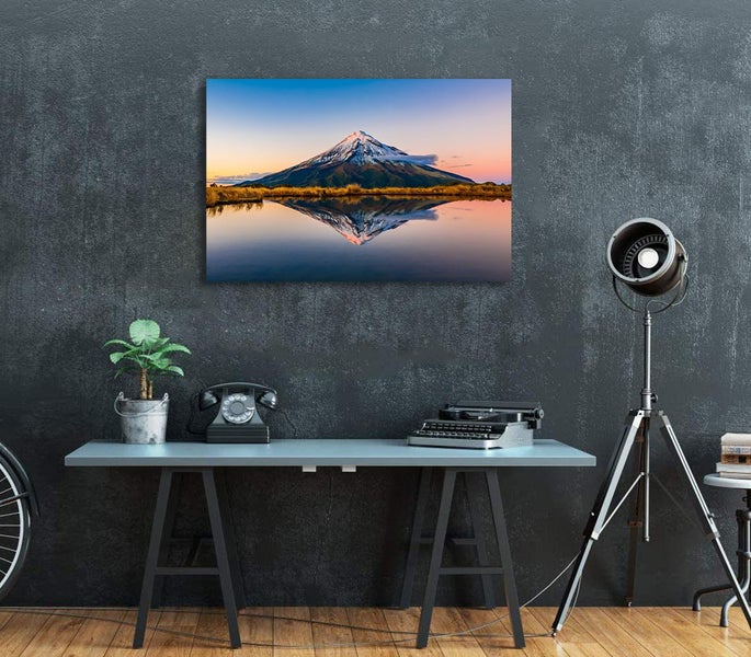 Framed $1 RESERVE 1 Panel Canvas Art Print - Mount Taranaki Carousel 2