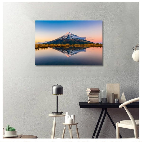 Framed $1 RESERVE 1 Panel Canvas Art Print - Mount Taranaki Carousel 3