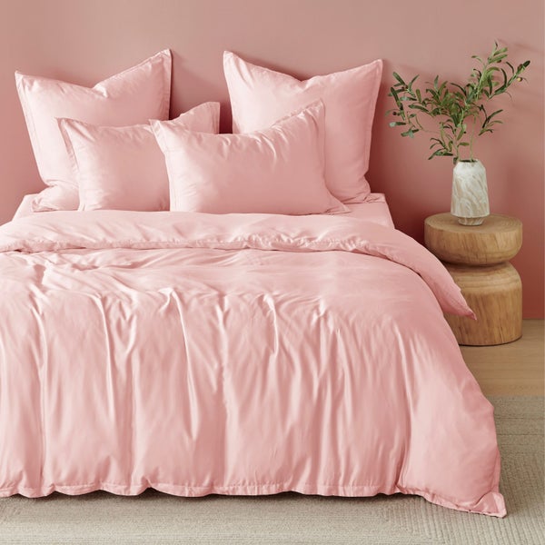 Natural Home Bamboo Tailored Duvet Cover Set Blush Pink Single Bed Carousel 1