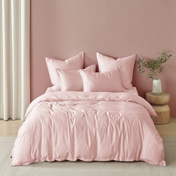 Natural Home Bamboo Tailored Duvet Cover Set Blush Pink Single Bed Carousel 2