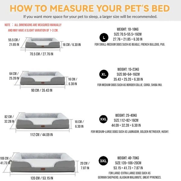 Orthopedic Memory Foam Dog Bed with Bolster Sides - L Carousel 8