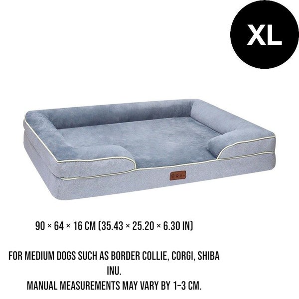 Orthopedic Memory Foam Dog Bed with Bolster Sides - XL Carousel 1