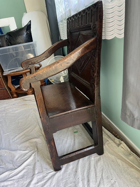 Rare 17th Century c1640 English Oak Wainscot chair Carousel 4