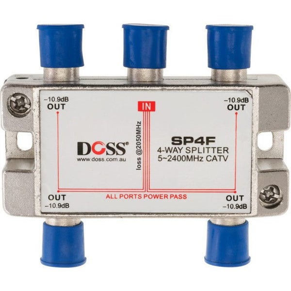 DOSS 4 Way 'F' Splitter Or Combiner Dc Pass Through 2.4Ghz Doss Carousel 1