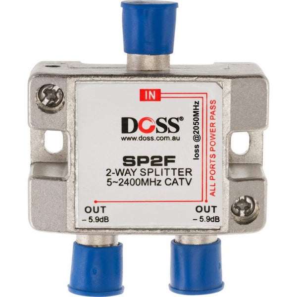 DOSS 2 Way 'F' Splitter Or Combiner Dc Pass Through 2.4Ghz Doss Carousel 1