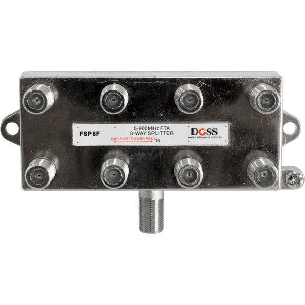 DOSS 8 Way 'F' Splitter Free To Air 1X Dc Power Pass 900Mhz Carousel 1