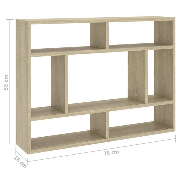 vidaXL Wall Shelf Sonoma Oak 75x16x55 cm Engineered Wood Carousel 6