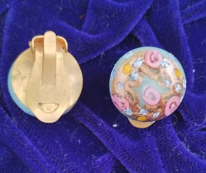 Vintage Venetian Glass Earrings - Clip on Earrings - Costume Jewellery Carousel 2