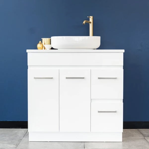 Misty White Style Freestanding Vanity with Stone Top 900m Carousel 1