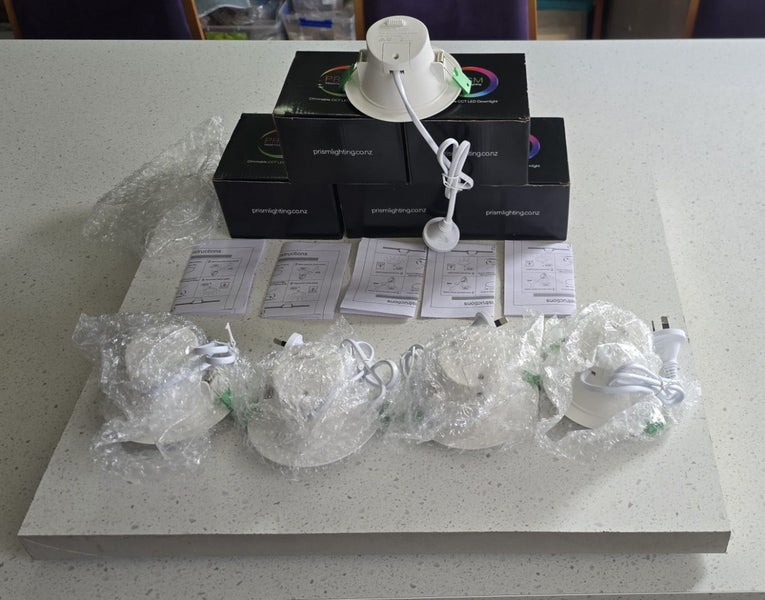 90mm Cut-out Dimmable CCT LED Down Lights x5 Carousel 1