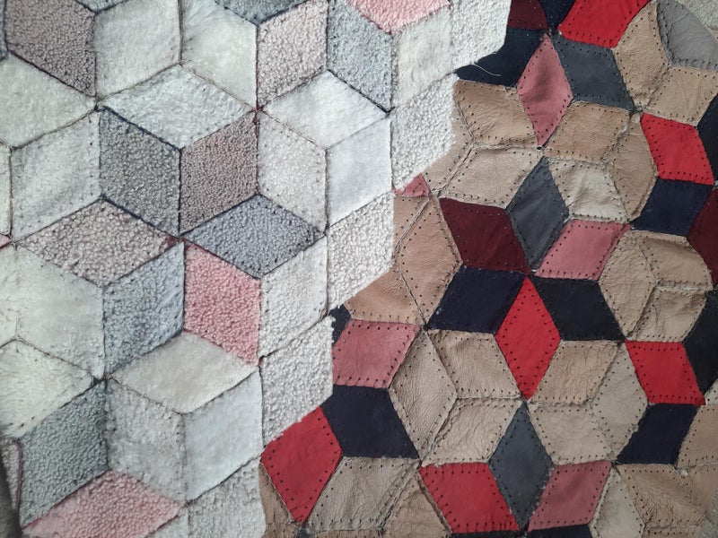 Tan/Beige Slink Lambskin Leather off cuts Carousel 5