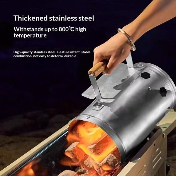 Stainless Steel BBQ Chimney Starter Charcoal Fire #CD206 Carousel 2