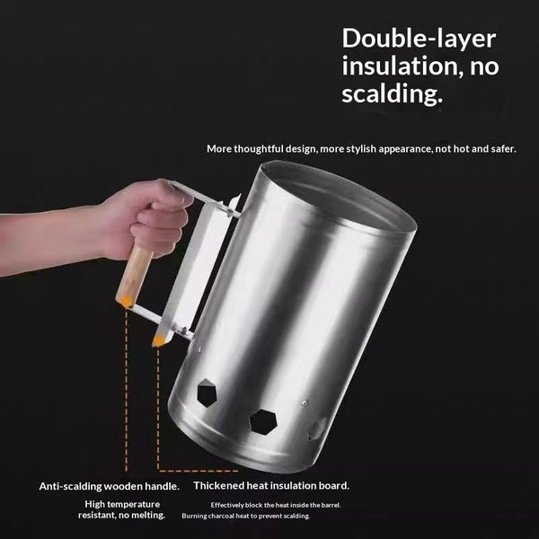Stainless Steel BBQ Chimney Starter Charcoal Fire #CD206 Carousel 5