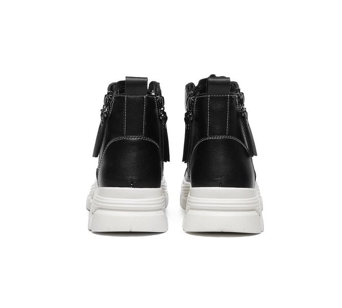 EVERAU(R) Women Leather Lace Up Zipper Chunky Boots Lorrin Carousel 12