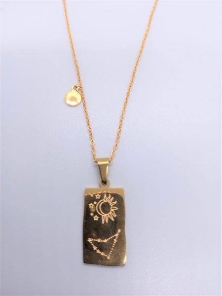 Zodiac Gemini Gold Necklace. Astrology Necklace. Double-sided, Waterproof. Carousel 2