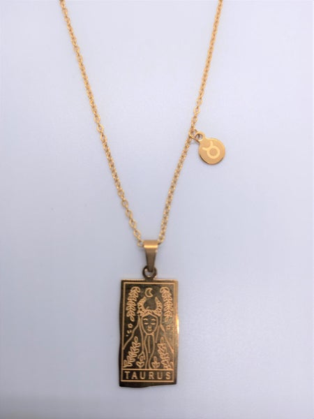 Zodiac Gemini Gold Necklace. Astrology Necklace. Double-sided, Waterproof. Carousel 10