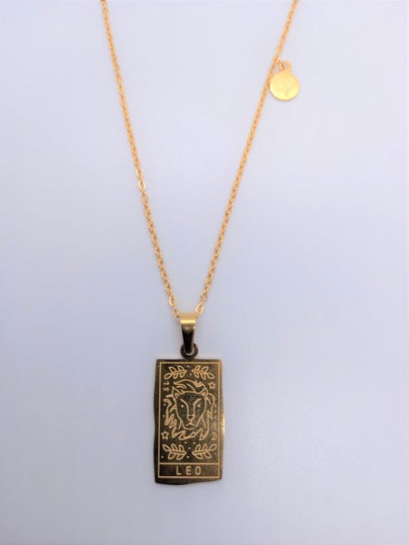 Zodiac Leo Gold Necklace. Astrology Necklace. Double-sided, Waterproof. Carousel 1