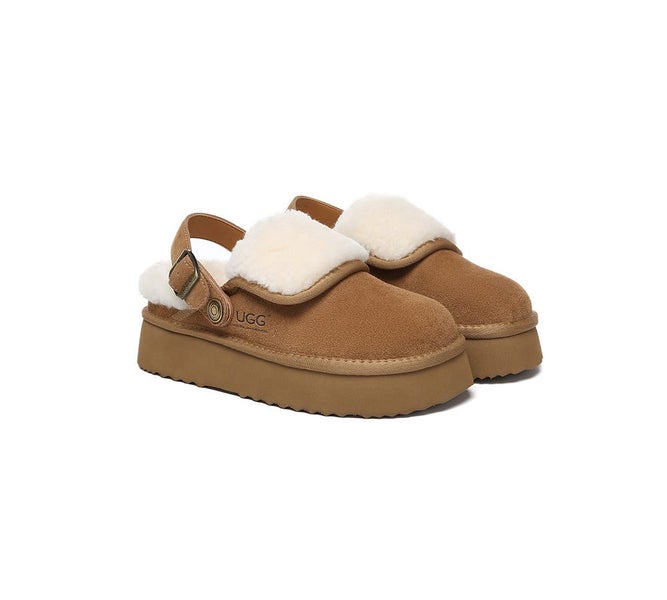 AUSTRALIAN SHEPHERD(R) UGG Slippers Sheepskin Wool Slingback Platform Tenley Carousel 1