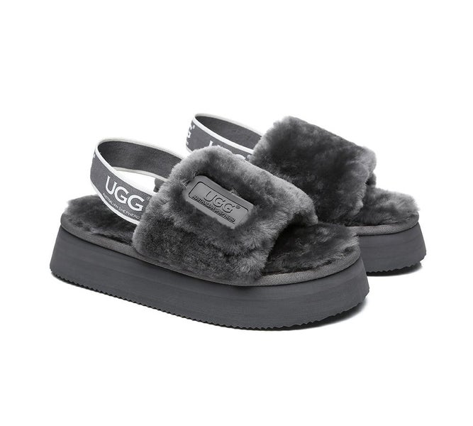 UGG Women High Platform Ugg Fluffy Slides Poppin Carousel 1