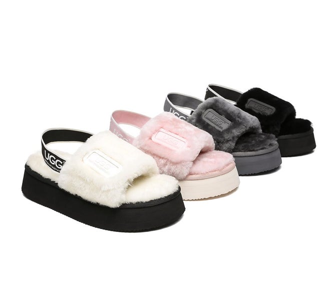 UGG Women High Platform Ugg Fluffy Slides Poppin Carousel 2