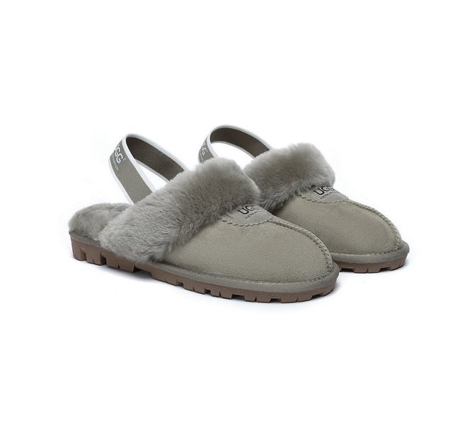 AUSTRALIAN SHEPHERD(R) UGG Sheepskin Wool Slingback Slippers Waffle Plus Carousel 1