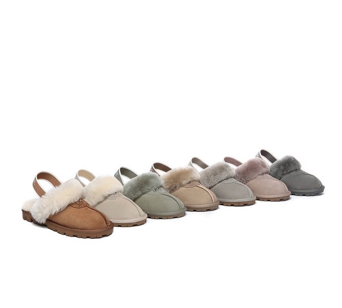 AUSTRALIAN SHEPHERD(R) UGG Sheepskin Wool Slingback Slippers Waffle Plus Carousel 2