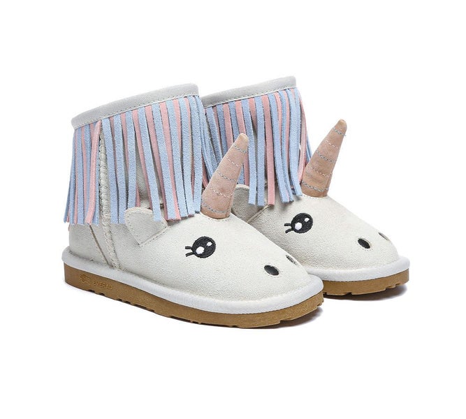 EVERAU(R) Kids Sheepskin Wool Boots Unicorn Kids Plus Carousel 1