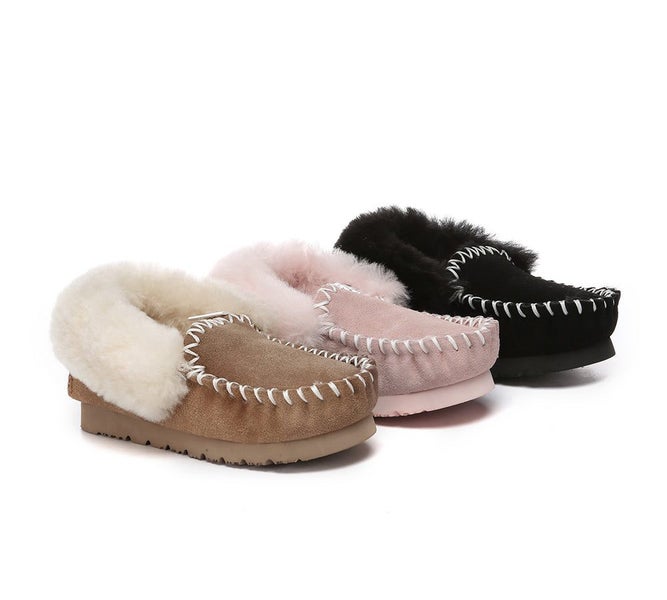 Kids Ankle Sheepskin Slipper Popo Moccasin Carousel 2