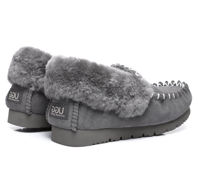 AUSTRALIAN SHEPHERD(R) UGG Men Sheepskin Wool Ankle Slippers Popo Moccasins B... Carousel 17