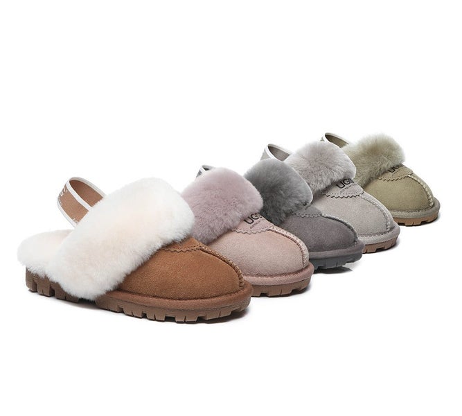 AUSTRALIAN SHEPHERD(R) UGG Kids Sheepskin Wool Slingback Slippers Waffle Plus Carousel 2