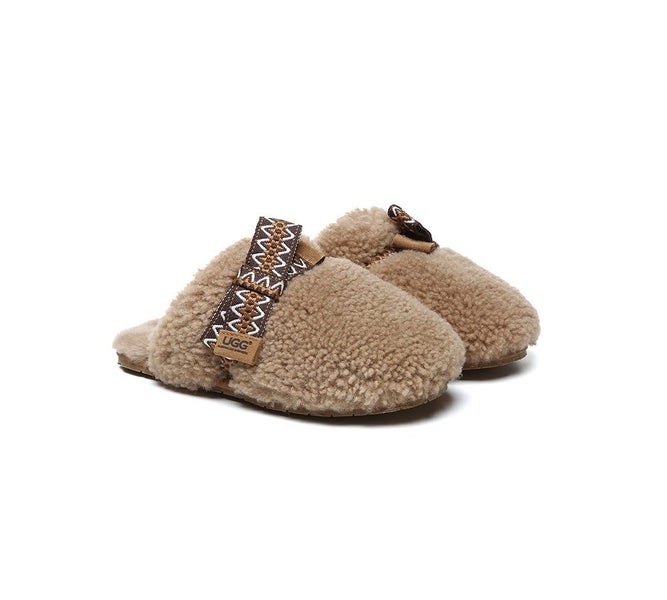 AUSTRALIAN SHEPHERD(R) UGG Slippers Women Sheepskin Wool Bow Cecil Carousel 1