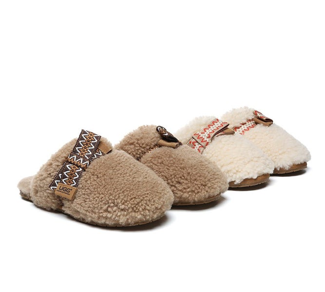 AUSTRALIAN SHEPHERD(R) UGG Slippers Women Sheepskin Wool Bow Cecil Carousel 2