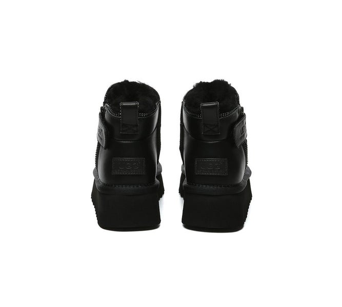 AUSTRALIAN SHEPHERD(R) UGG Boots Sheepskin Wool Zipper Ankle Platform Arya Carousel 12