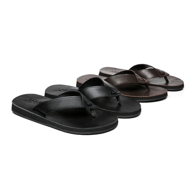 AUSTRALIAN SHEPHERD(R) Men Leather Thong Slides Murphy Carousel 2