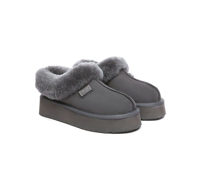 UGG EVERAU(R) UGG Slippers Women Sheepskin Wool Collar Ankle Platform Gabri Carousel 1