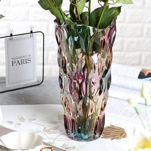Modern Crystal Glass Vase Colored Transparent Rose Vase for Home Decor Carousel 7