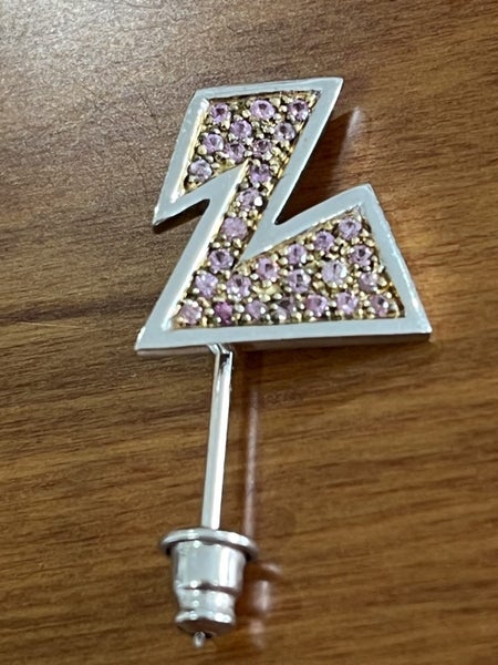 Sterling Silver / 9ct gold plated Pave Amethyst Stick Pin Carousel 1