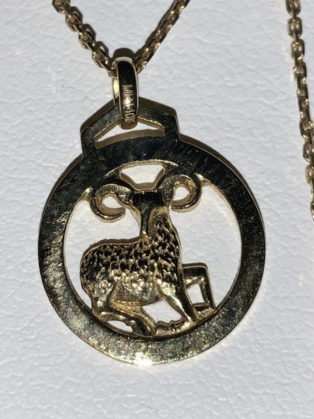 10k MHJ YELLOW GOLD ARIES ZODIAC NECKLACE Carousel 6
