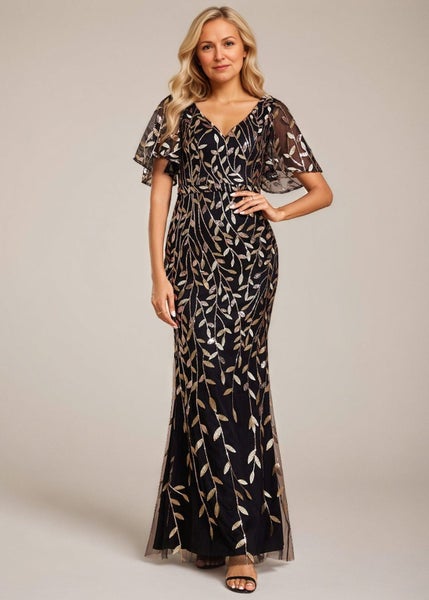 Eliza tulle and sequin gown in black/gold s12 Express NZ Wide64637472453249110