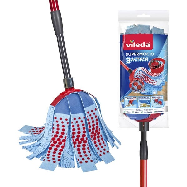 Vileda Supermocio 3 Action Mop With Telescopic Handle - Each Carousel 1