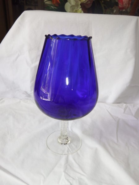 Vintage Blue Balloon - Empoli Italian Optic Art Glass Vase Carousel 1