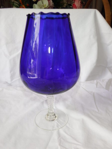 Vintage Blue Balloon - Empoli Italian Optic Art Glass Vase Carousel 2