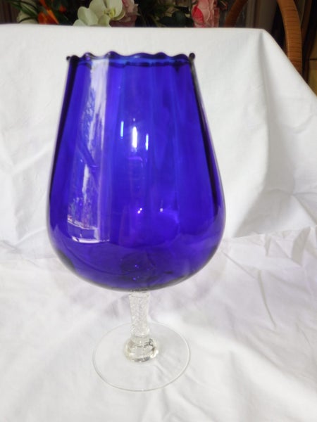 Vintage Blue Balloon - Empoli Italian Optic Art Glass Vase Carousel 6