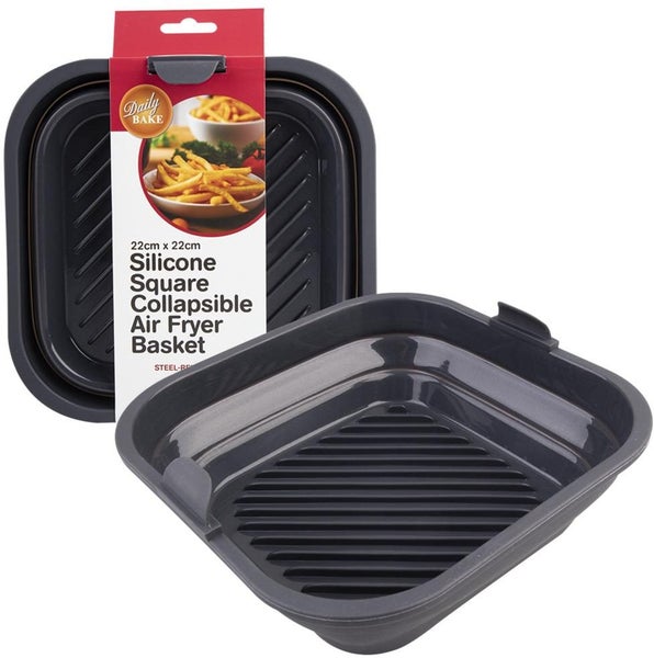 Daily Bake: Silicone Square Collapsible Air Fryer Basket - Charcoal... Carousel 1