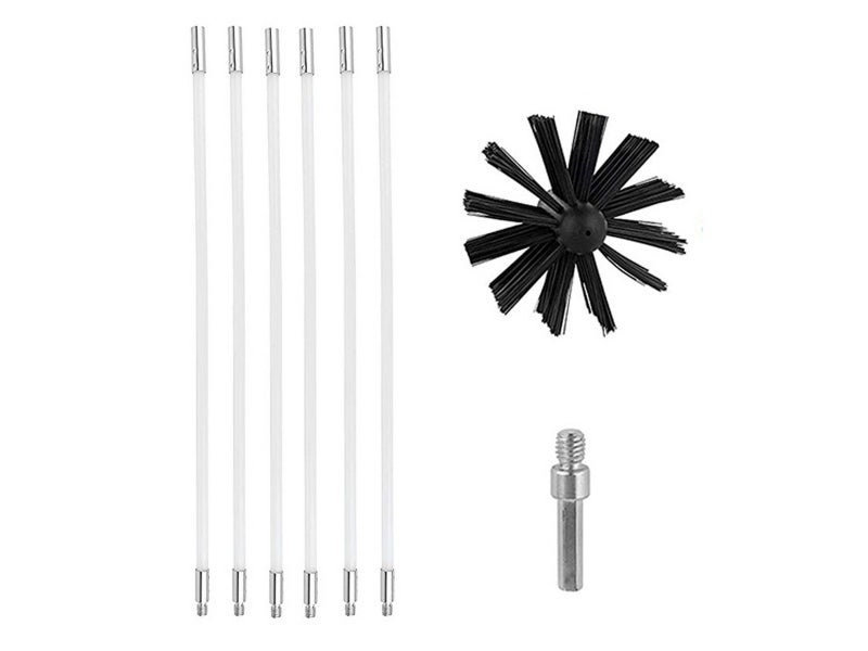 Chimney Cleaning Brush Kit for Fireplace and Flue with Extendable Rods-6 Rods Carousel 2