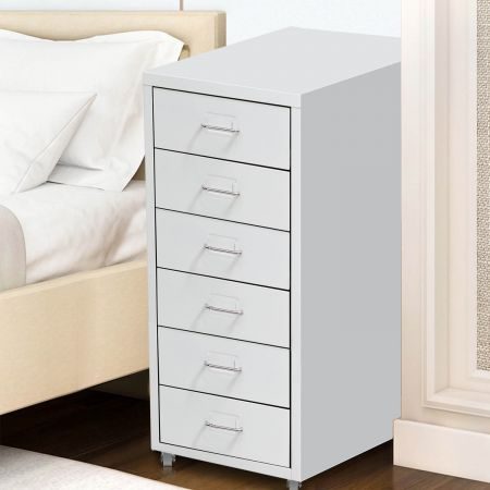 6 Tiers Steel Orgainer Metal File Cabinet With Drawers Office Furniture White Carousel 2