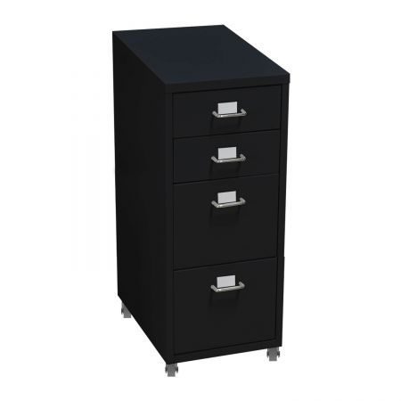 4 Tiers Steel Orgainer Metal File Cabinet With Drawers Office Furniture Black Carousel 1